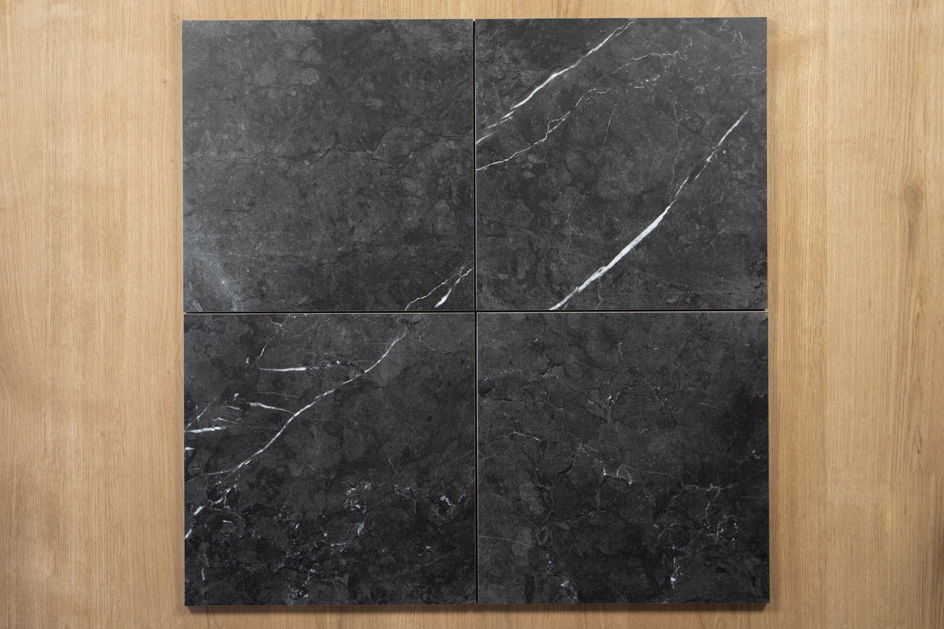 Classica Nero Marquina marble-look porcelain tile sample