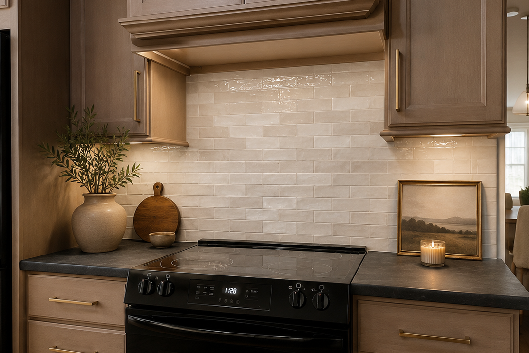 Luma Seashell glossy Italian wall tile lifestyle installation